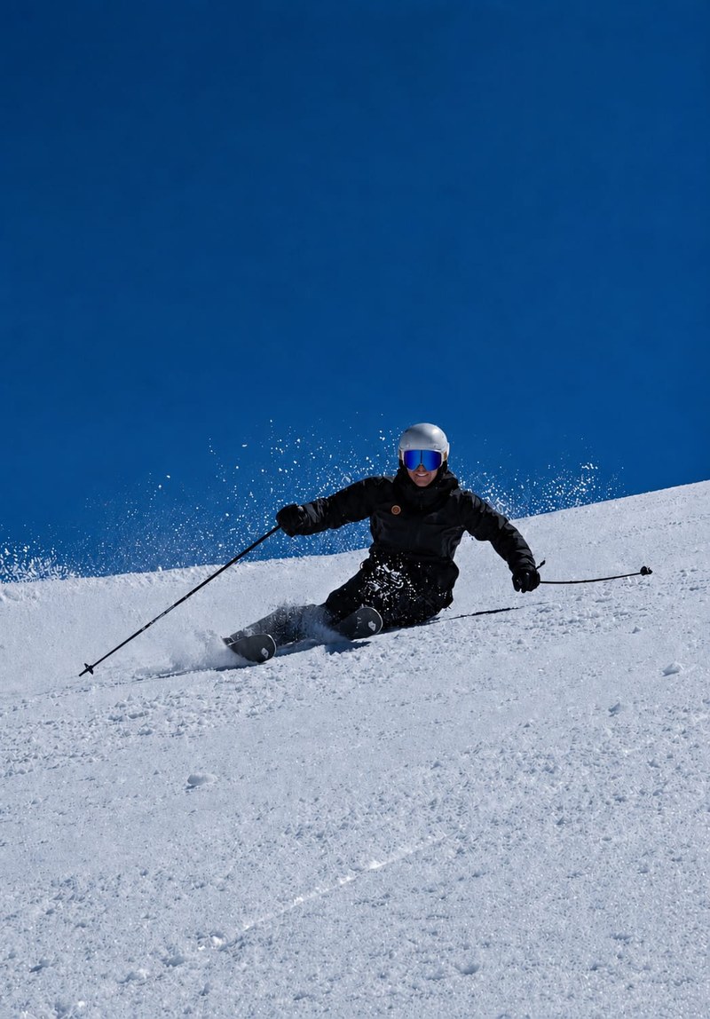 Le coach en action — carving sur les pistes du Mont-Blanc